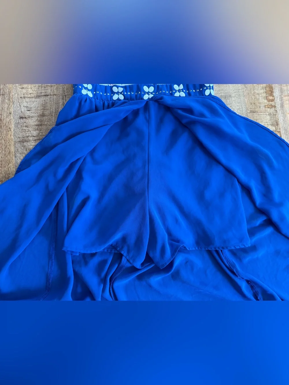 Girls Floral Lace High Low Maxi Romper Blue Formal Wedding - estimates Size 12